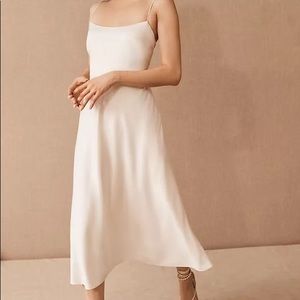 Ivory Silk Midi Dress - BHLDN Weddings Leni Style, Size 4